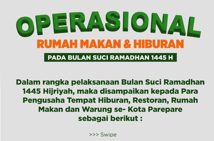 Aturan Jam Operasional Rumah Makan dan Hiburan Selama Bulan Ramadan di Parepare