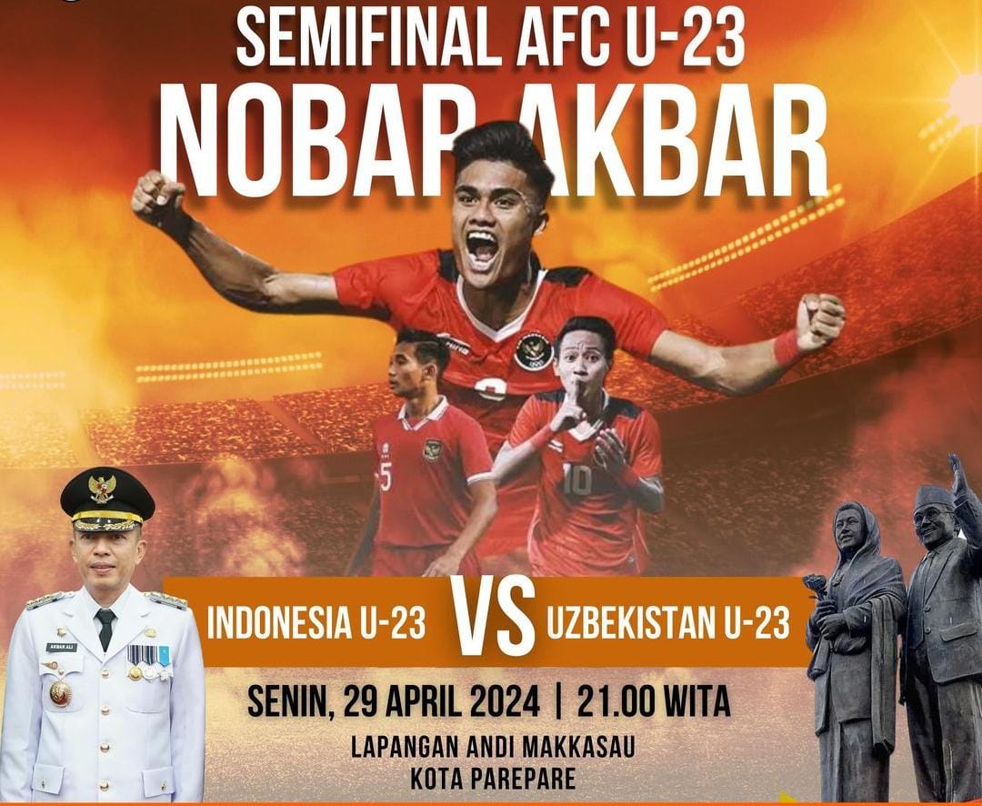 Pemkot Parepare Akan Gelar Nobar Semifinal Piala Asia Indonesia U23 vs Uzbekistan U23 di Alun-alun Lapangan Andi Makkasau