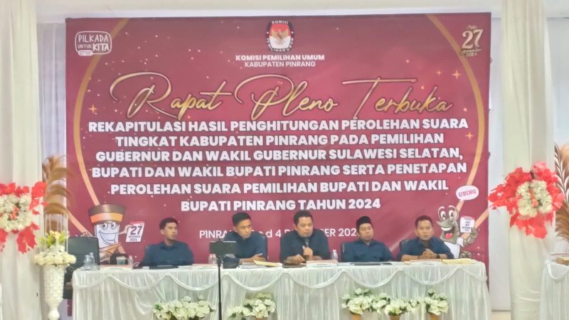 KPU Pinrang Tetapkan Bupati Terpilih Pilkada 2024
