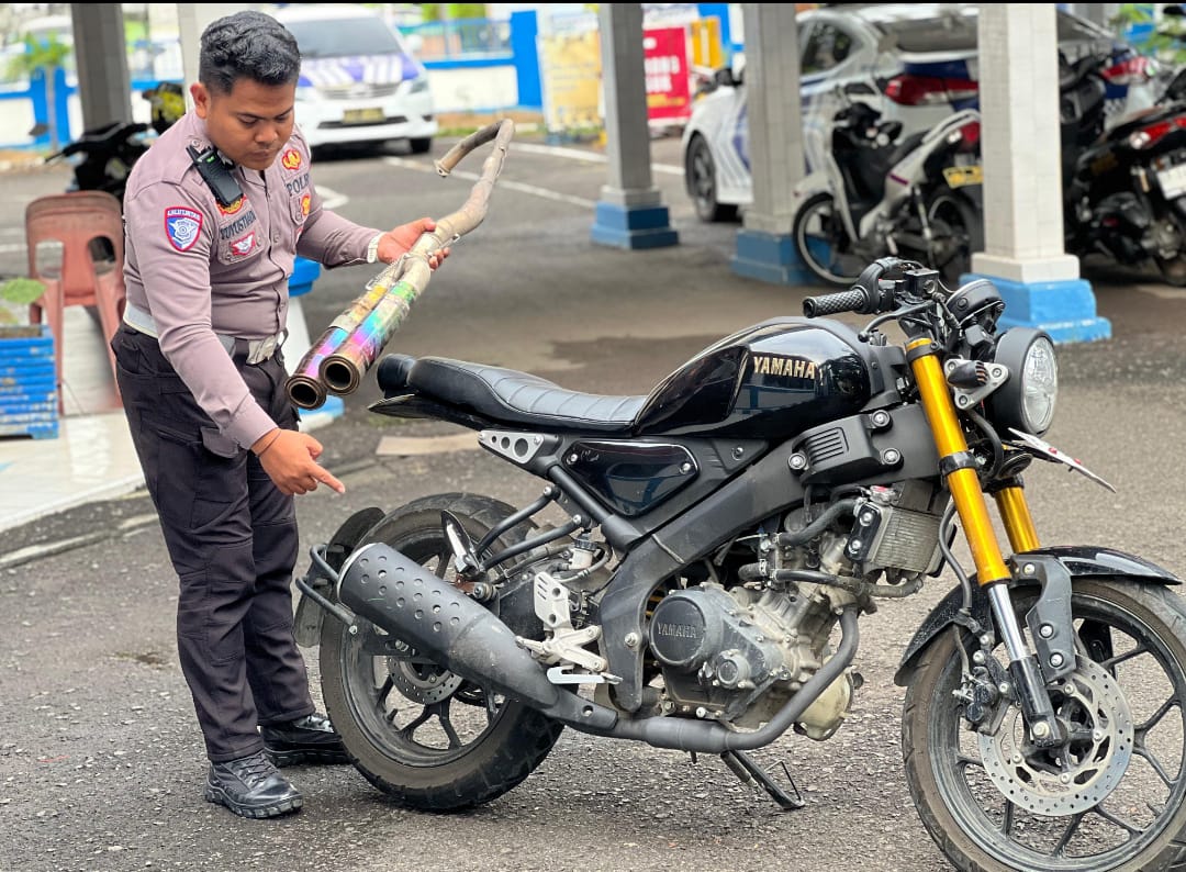 Satlantas Polres Parepare Amankan Knalpot Brong saat Operasi Patuh Pallawa