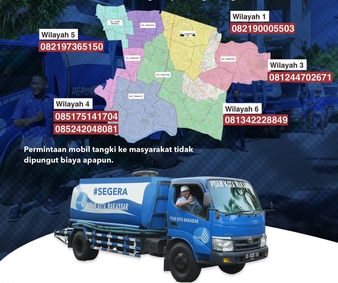 Armada PDAM Makassar Siap Sambangi Warga Terdampak Gangguan Suplai Air