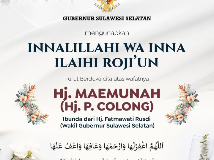 Sulsel Berduka, Ibunda Wagub Fatmawati Rusdi Meninggal Dunia