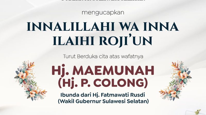 Sulsel Berduka, Ibunda Wagub Fatmawati Rusdi Meninggal Dunia