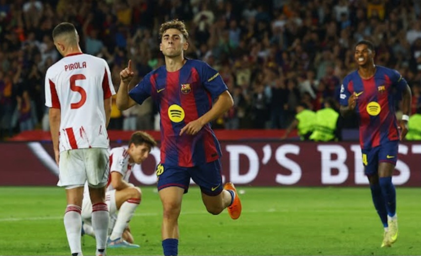 Barcelona Menang Besar Atas Olympiakos, Kartu Merah Jadi Kontroversi