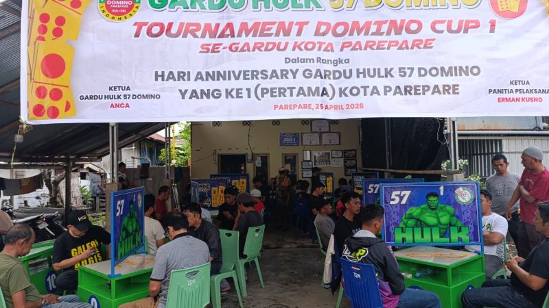 Turnamen Domino Meriahkan HUT ke-1 Gardu Hulk 57 Parepare Berlangsung Sukses