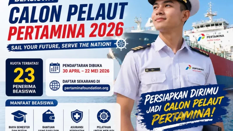 Beasiswa Pelaut Pertamina 2026 Resmi Dibuka, Ini Ketentuan dan Cara Mendaftarnya