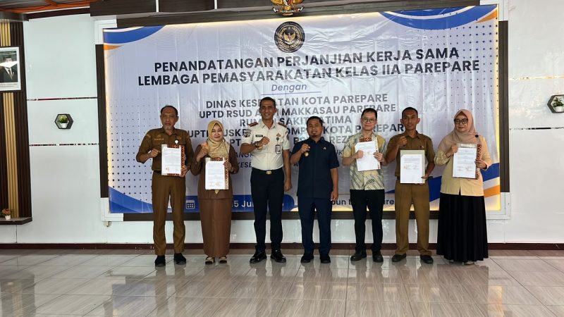 Lapas Parepare Perkuat Layanan Kesehatan, Teken PKS dengan Lima Mitra dan Kukuhkan Kader Kesehatan WBP