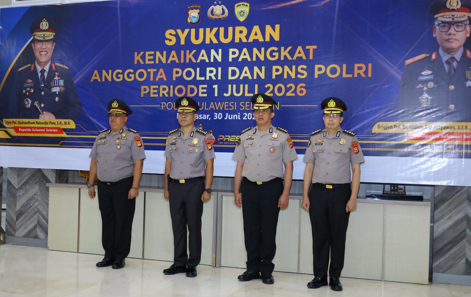 Empat Pejabat Polda Sulsel Naik Pangkat dari AKBP ke Kombes