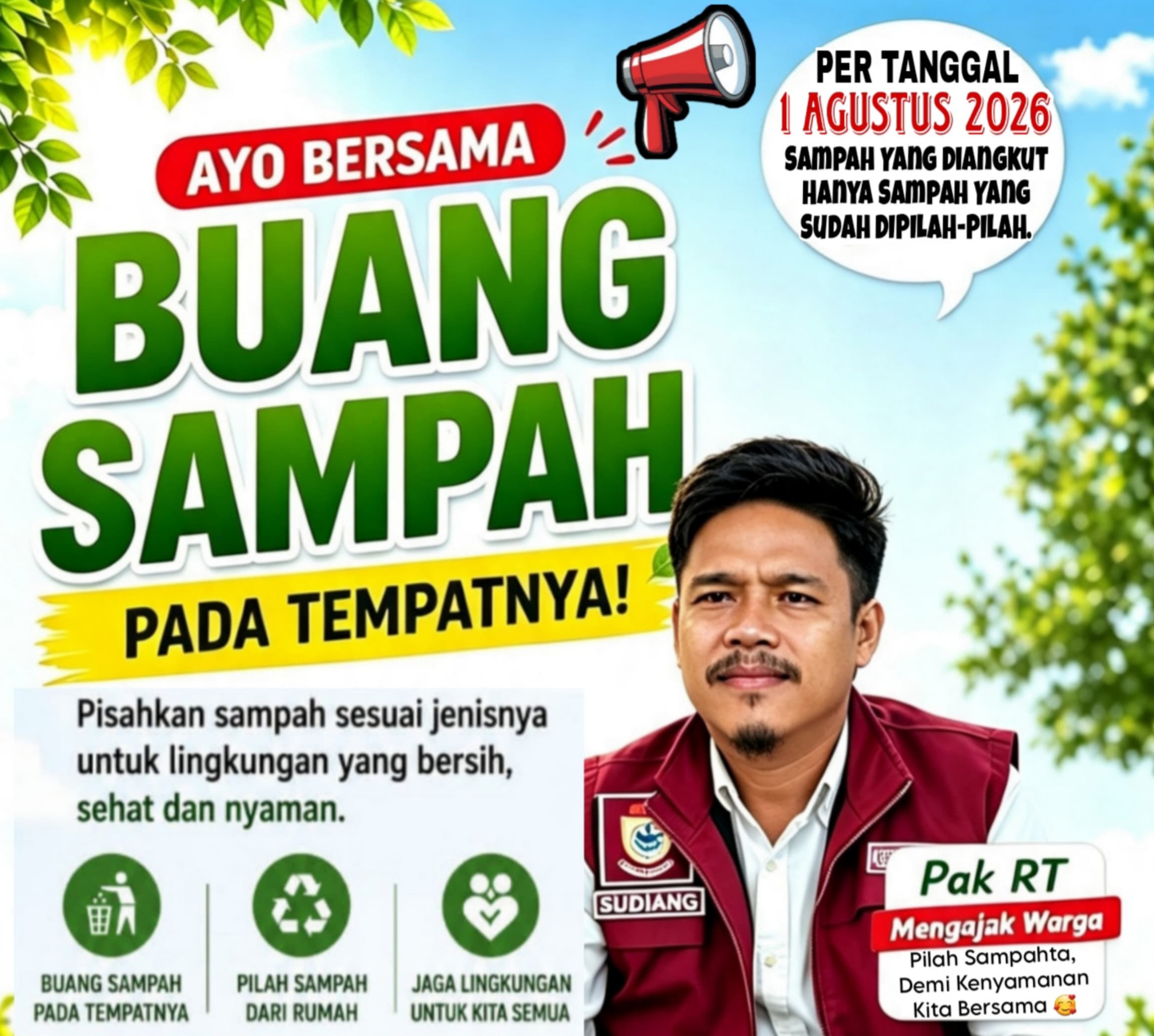 Iccang, Ketua RT 004/RW 003 Kelurahan Sudiang Dukung Penuh Kebijakan Pemilahan Sampah Mulai 1 Agustus 2026